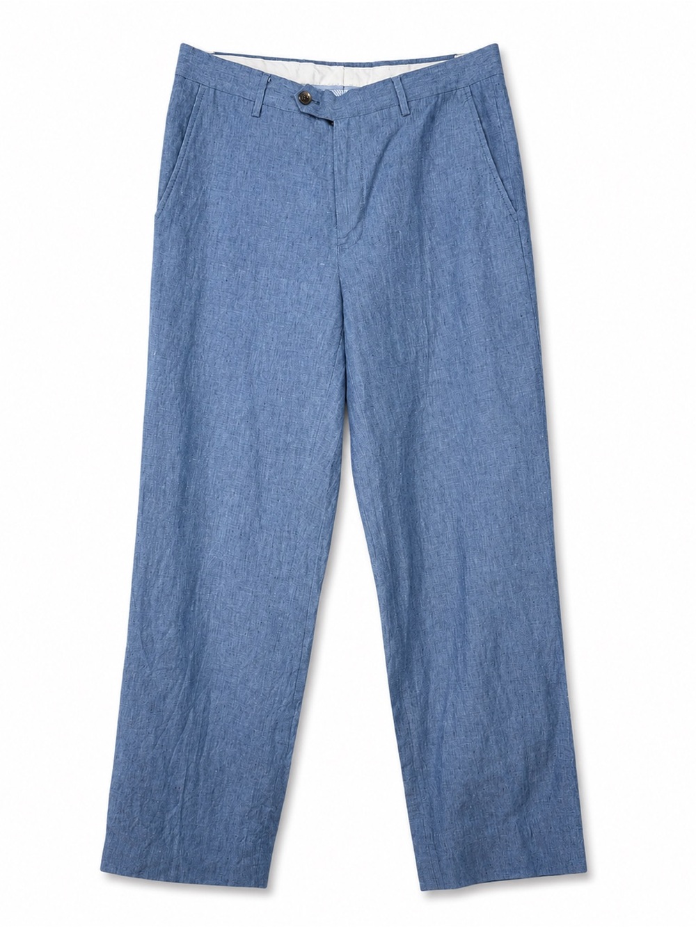Light Blue Wide Leg Linen Blend Pants